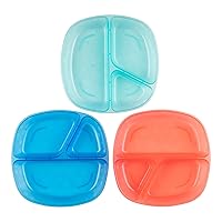 Dr. Brown’s Divided Plate for Baby and Toddler Feeding, Stackable Kids Dish Set, Dishwasher Safe 3 Pack, BPA Free, 4m+