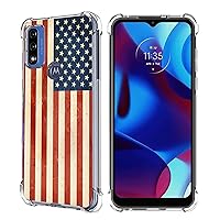 Case for Moto G Pure/Moto G Power 2022/Moto G Play 2023, Retro American Flag Drop Protection Shockproof Case TPU Full Body Protective Scratch-Resistant Cover for Motorola Moto G Pure