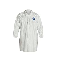 DuPont TY211SWHLG003000 Snap Front Lab Coat, White, L Size, Pack of 30