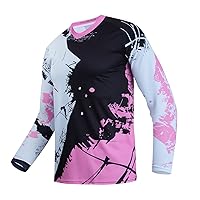Kids Mountain Bike Shirts Cycling Jersey 4-12 Years for Girls Boys Long Sleeve Clothing MTB Child Quick Dry Bicycle Downhill BMX Tops Pink