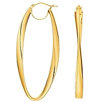 Finejewelers 14 Kt Yellow Gold Long Oval Freeform Hoop Earring