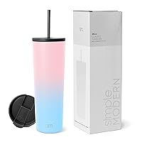 Simple Modern Insulated Tumbler with Lid and Straw | Iced Coffee Cup Reusable Stainless Steel Water Bottle Travel Mug | Gifts for Women Men Her Him | Classic Collection | 28oz | Sweet Taffy