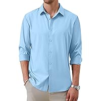 Wrinkle-Free Breathable Button Down Long Sleeve Business Casual Tops for Men Collared XS-3XL