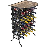 Sorbus Wine Rack Stand Bordeaux Chateau Style with Glass Table - Holds Bottles of Wine - Elegant French Style Wine Rack to Compliment Any Space - Minimal Assembly (Wine Stand - 30 Bottles)