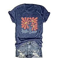 Women Vintage Flower Shirts Boho Wildflowers T Shirt Funny Nature Cottage Core Floral Short Sleeve Tops