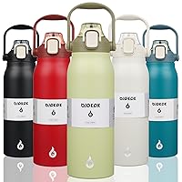 BJPKPK Insulated Water Bottles with Straw, 57oz Sports Water Bottle with One-handed Opening Lid, BPA Free Leakproof Easy Carry Water Jugs, Flasks, Thermos for Gym Sports Outdoors,Light Green