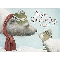 Tree-Free Greetings Happy Holidays Cards and Envelopes, Winter Card Set, 5 x 7 Inch Cards, Winter Box Set of 10, Peace Love Joy, (HB93539)