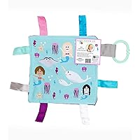Lovey Chew Blanket Crinkle Toy Tag Square Sensory by Baby Jack (Mermaids and Narwhals)