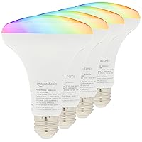 Smart BR30 LED Light Bulb, 2.4 GHz Wi-Fi, 9W (Equivalent 60W), E26 Standard Base, Works and Dims with Alexa Only, Multicolor, 15,000 Hour Lifetime, 4-Pack