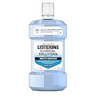 Listerine Clinical Solutions Breath Defense Zero Alcohol Mouthwash, Alcohol-Free Mouthwash with a Triple-Action Formula Fights Bad Breath for 24 Hours, Smooth Mint Oral Rinse, 1 L