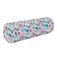 Tropical Floral Bolster Pillow Cotton Neck Roll Pillows for Bed Lumbar Round Pillow Cervical Pillow for Neck Pain Cylinder Lumbar Support