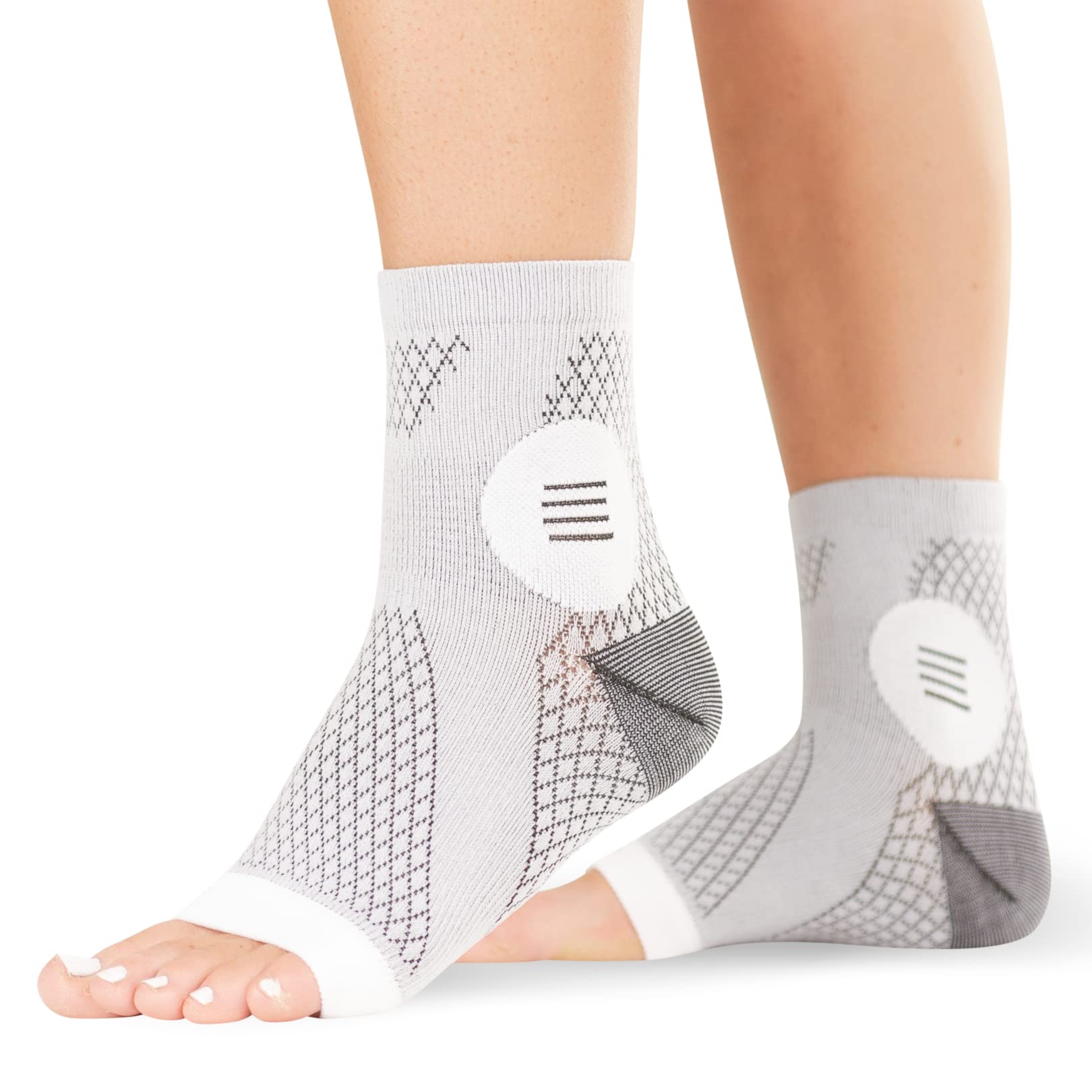 BraceAbility Neuropathy Socks - Peripheral Neuritis Therapy Compression Diabetic Open-Toe Foot Sleeves for Ankle Gout, Nerve Damage Pain in Legs and Feet Relief Brace for Men and Women (M - 1 Pair)