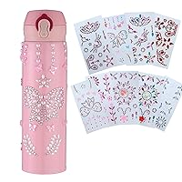 Fun DIY Art and Craft for Kid,Decorate Your Own Water Bottles for Girls with 9pcs Gem Stickers,17 OZ BPA Free Stainless Steel Vacuum Insulated Mug (Pink)