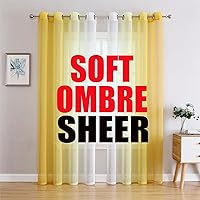G2000 Sheer Curtains & Drapes 84 Inches Long Yellow and White Ombre Curtains for Bedroom Living Room Window Curtains Light Filtering Curtains Grommet Curtains for Patio Sliding Glass Door 2 Panels Set