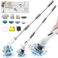 Electric Spin Scrubber Cordless Spin Scrubber with 7 Replaceable Brush Heads and Adjustable Extension Handle, Electric Scrubber for Cleaning Power Cleaning Brush