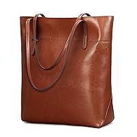 Kattee Vintage Genuine Leather Tote Shoulder Handbag for Woman with Adjustable Handles