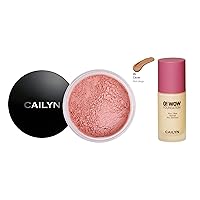 CAILYN O! Wow Foundation & Deluxe Mineral Blush Powder (Mb1) Set, Wow 5 Cacao, Rich Beige
