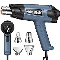 ROMECH 1500W Heavy Duty Heat Gun, Variable Temperature Control Hot Air Gun Kit with 2 Air Flow 120°F~1200°F and 4 Nozzles for Crafts Shrink Wrap (Blue)