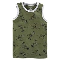 Carter's Baby Boys' Dinosaur Jersey Tank, Olive