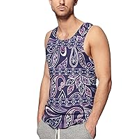 Leaves and Paisley Pattern Men's Summer Tank Tops Sleeveless Casual Classic T Shirts Athletic Tee