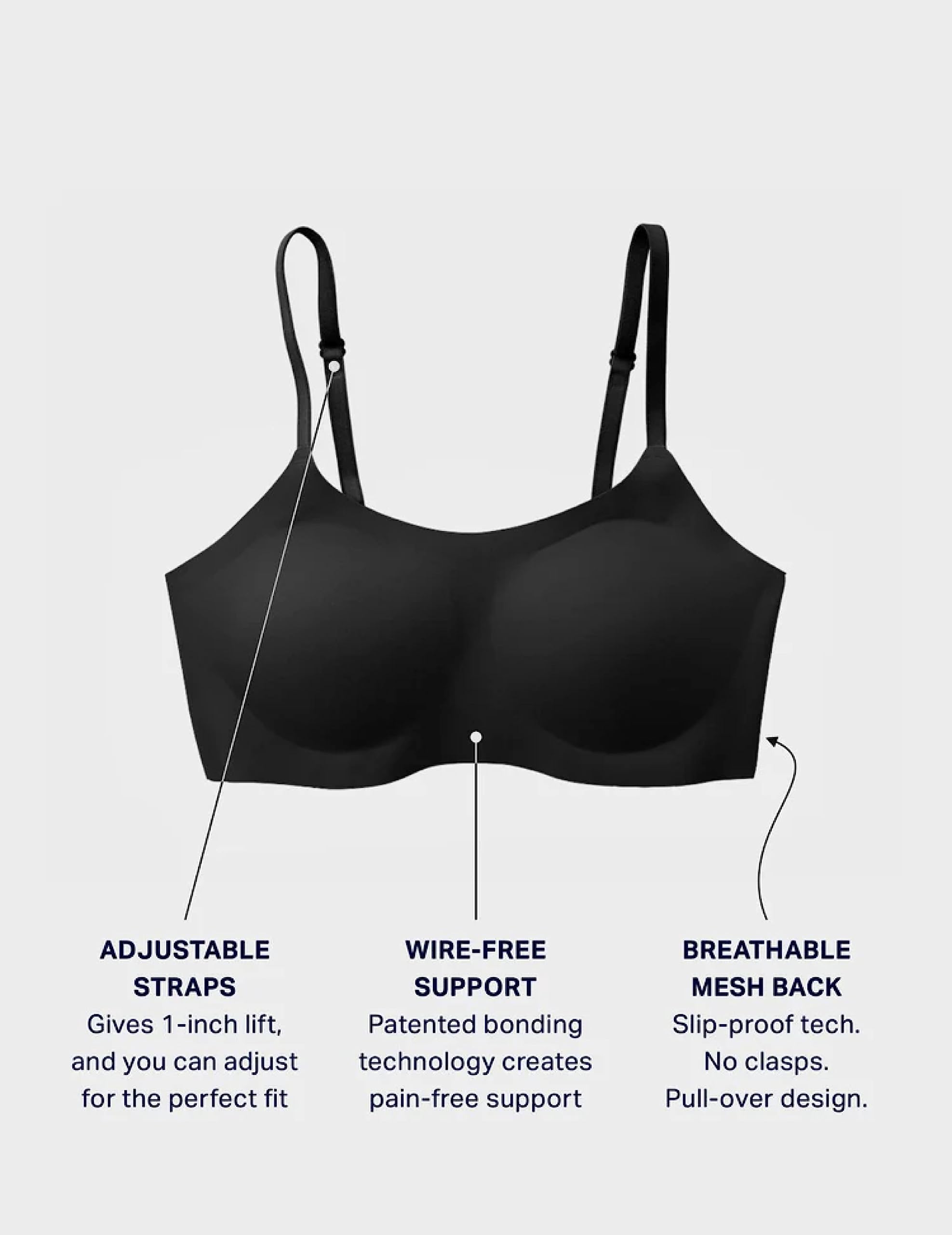 EBY Seamless Bralette with Adjustable Straps: Black/Nude Bralettes for Women, Wireless Bra for Women, Bralette Seamless Bra