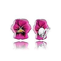 Handmade Small Flower Clip on Earrings - Non Pierced Ears for Women (Ruby Crimson Gladiolus)
