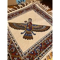SPIRIT OF ART Hand Made Wall Hang 12” x 12” Ahura Mazda Farvahar 100% Cotton Decorative Collectible Gift