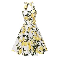 Topdress Women'sVintage Polka Audrey Dress 1950s Halter Retro Cocktail Dress