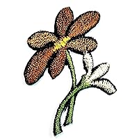 Mini Brown Daisy Cute Patch Flowers Embroidered Applique Craft Handmade Baby Kid Girl Women Clothes DIY Costume Accessory Decorative Repair Patches