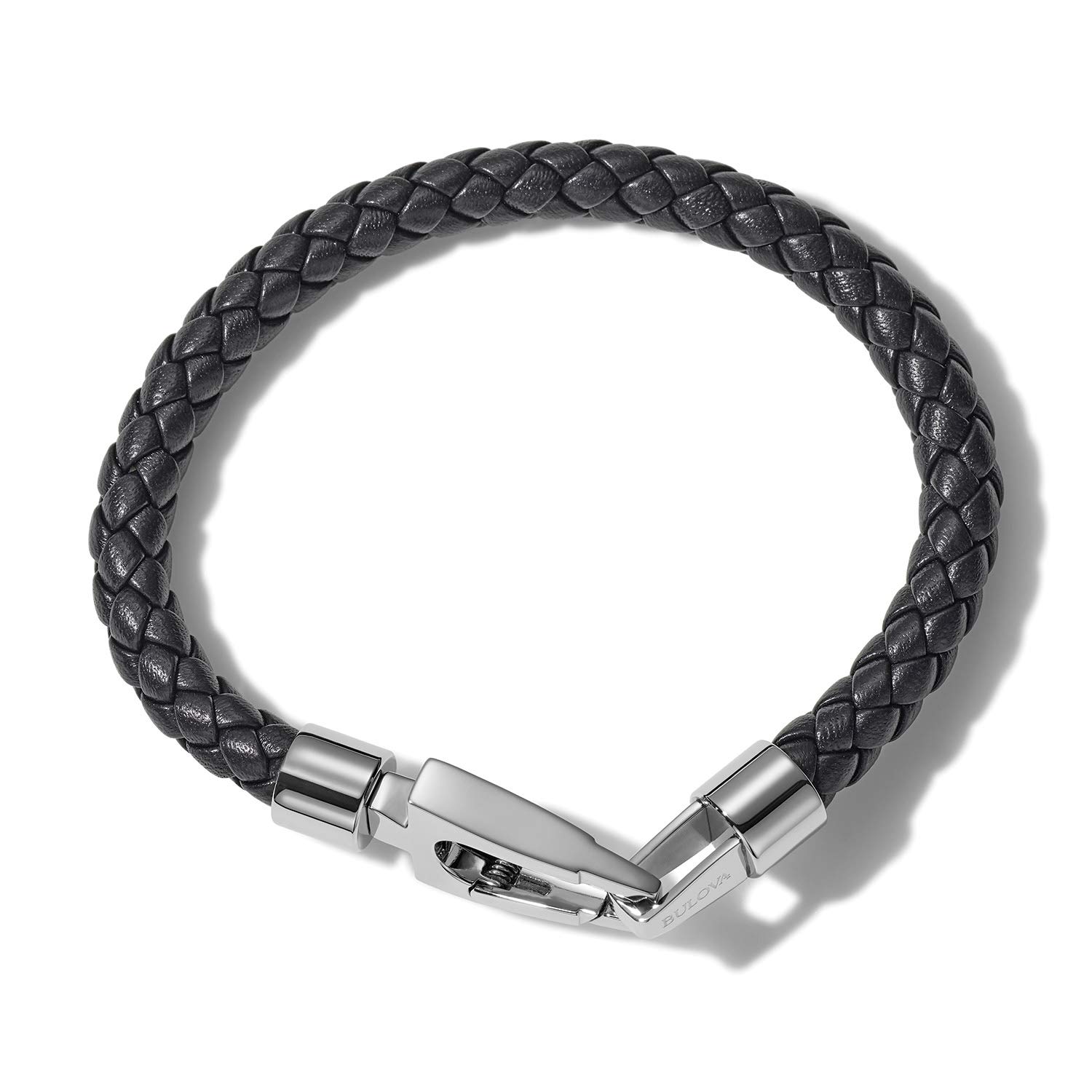 Bulova Jewelry Men's Marine Star Braided Leather Bracelet with Tuning Fork Clasp