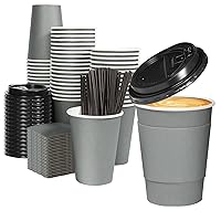 60 Pack 12oz Disposable Coffee Cups with Lids and Sleeves, Reusable To go Coffee Cups with Lids and Straws for Cold/Hot Beverage, Tea, Chocolate, Cocoa