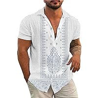 Men's Casual Button Down Shirt Plus Size Short Sleeve Summer Shirts Regular Fit Cuban Beach Guayabera Shirts