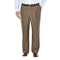 Haggar Men's Big & Tall Expandable Waistband ECLO˜ Stria Pleat Front Dress Pant