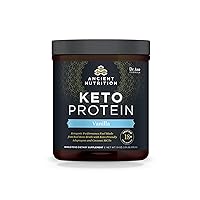 Ancient Nutrition Keto Protein Powder, KetoPROTEIN with Fats from Bone Broth and MCT Oil, Vanilla, 18g Protein 11g Fat Per Serving, Gluten Free, 17 Servings