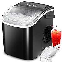 Ice Makers Countertop with Self-Cleaning, 26.5Lbs/24Hrs, 9 Cubes Ice Ready in 6 Mins, Portable Ice Maker with Ice Scoop/Basket for Home/Kitchen/Office/Bar, Black(with Handle)