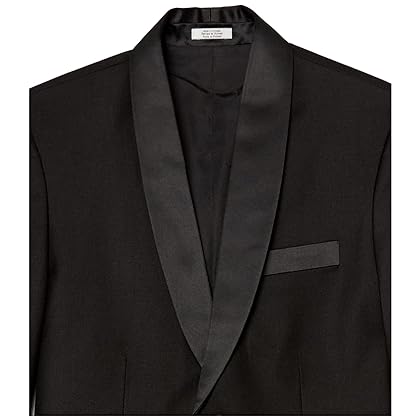 Calvin Klein Boys' 2-Piece Formal Tuxedo Suit Set, Includes Jacket & Dress Pants, Satin Trim Detailing & Functional Pockets