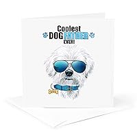 3dRose Greeting Card - Sweet Maltese or Bichon Dog Adorable in Sunglasses for Fathers Day - Dogs Rule Collection