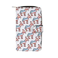 Democrat Donkey Pattern Funny RFID Blocking Wallet Slim Clutch Organizer Purse with Credit Card Slots for Men and Women