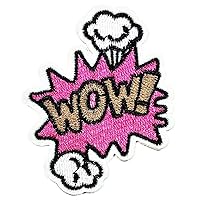 Kleenplus Wow! Patches English Letter Word Slogan Cartoon Embroidered Iron on Sew on Patch for Clothe Jeans Jackets Hats Backpacks Shirts Fashion Sticker Patches