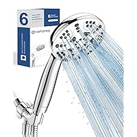 6 Modes High Pressure Handheld Shower Head Set, HOPOPRO High Flow Bathroom Shower Head with Handheld, 1-Min Tool-free Install, Luxury Polished Chrome, with Shower Hose Holder Teflon Tape