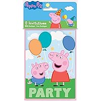 Delightful Multicolor Peppa Pig Rectangular Paper Cards Invitations - 8 Count | Unique, Stylish & Eye-Catching Design - Perfect for Kids' Parties