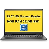 Dell Flagship Inspiron 3000 3502 15 Laptop 15.6” HD Narrow Border Display Intel Celeron N4020 Processor 16GB RAM 512GB SSD Intel UHD Graphics 600 USB3.2 Win10 Black (Renewed)