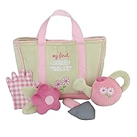 Little Love by NoJo My First Garden Tools Green Plush 5 Piece Toy Set - Tote, Glove, Watering Can, Hand Trowel, and Flower