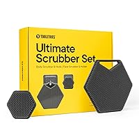 The Ultimate Scrubber Set - Silicone Shower Scrubber for Body with Shower Hook & Face Exfoliator Brush with Holder - Shower Accessories, Removable & Reusable - Charcoal