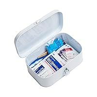 Mind Reader First Aid Box, Emergency Kit, Medical Supply Organizer, Vintage, Buckle Lock, Metal, 9.25