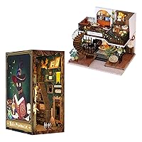 CUTEBEE DIY Book Nook Kit, DIY Dollhouse Booknook Kit Bookshelf Insert Decor Alley, Bookends Model Build-Creativity Kit with LED Light(Magic Pharmacist)(Forest Tea Shop)