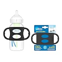 Dr. Brown's Milestones 100% Silicone Baby Bottle Handles, Wide-Neck, Removable Easy-Grip Transitional Sippy Cup Handles, Black, 4m+, 1 Pack