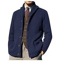 Mens Cardigan Sweater with Buttons Knit Lapel Oversized Cardigan Sweater Thick Warm Lounge Winter Cardigan