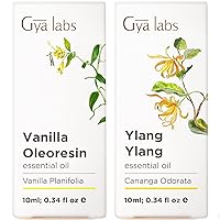 Vanilla Essential Oil for Skin & Ylang Ylang Essential Oil for Skin Set - 100% Natural Therapeutic Grade Essential Oils Set - 2x0.34 fl oz - Gya Labs