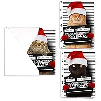 Purrpetrator Santa Cats Holiday Card Assortment Pack / 24 Christmas Cats Greeting Cards and Envelopes / 3 Bad Santa Kitten Designs With Message Inside